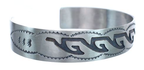 Native American Navajo Sterling Silver Water Wave Cuff Bracelet JX123803